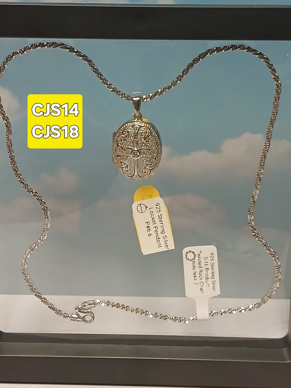 Sterling Silver Oval Filigree Locket Pendant.   16inch Necklace - Silver